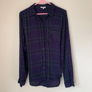 Dizzy Lizzy | Plaid button-down w/ tie waist